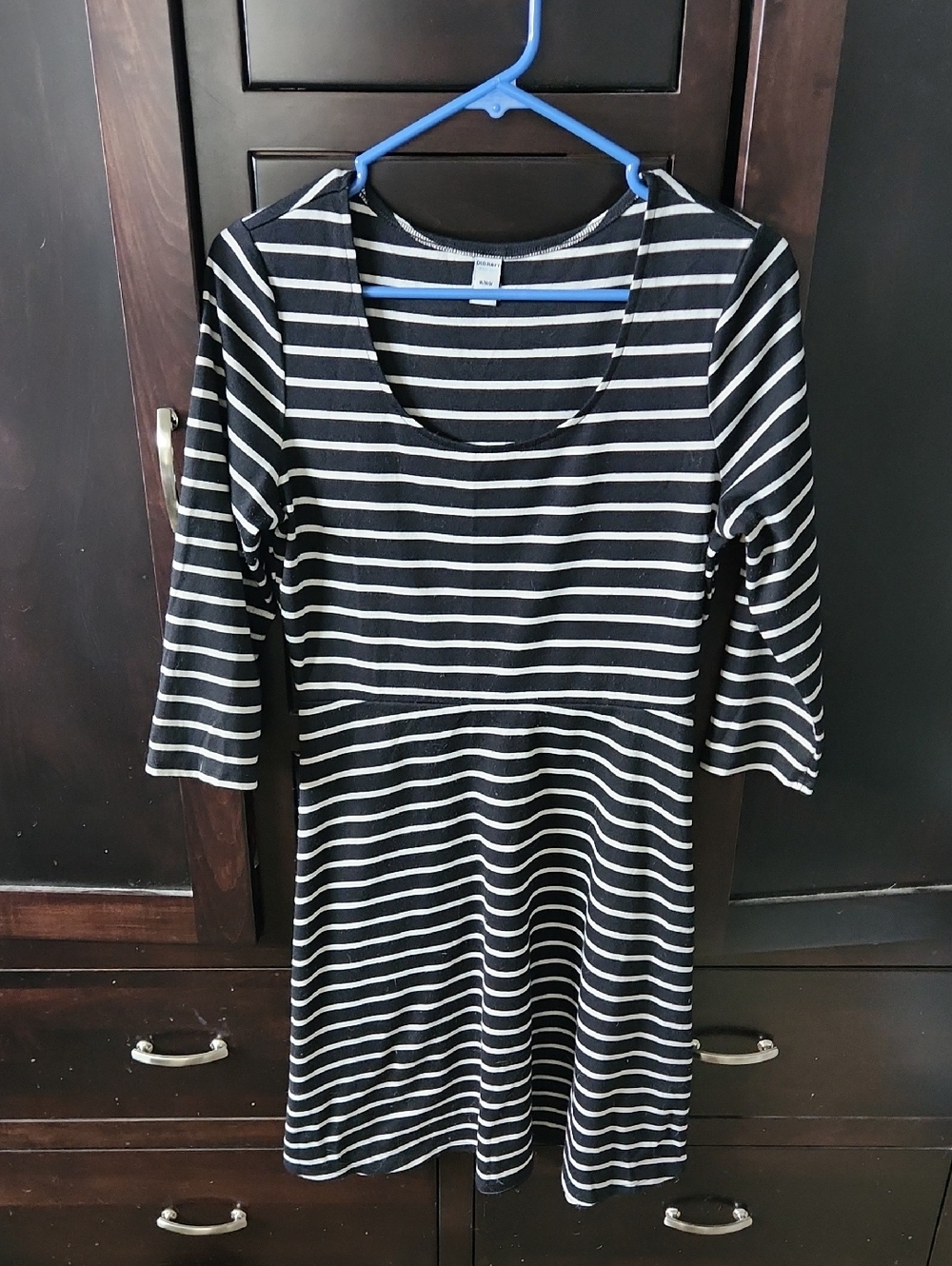 Old Navy Black & White Striped Scoop Neck Dress